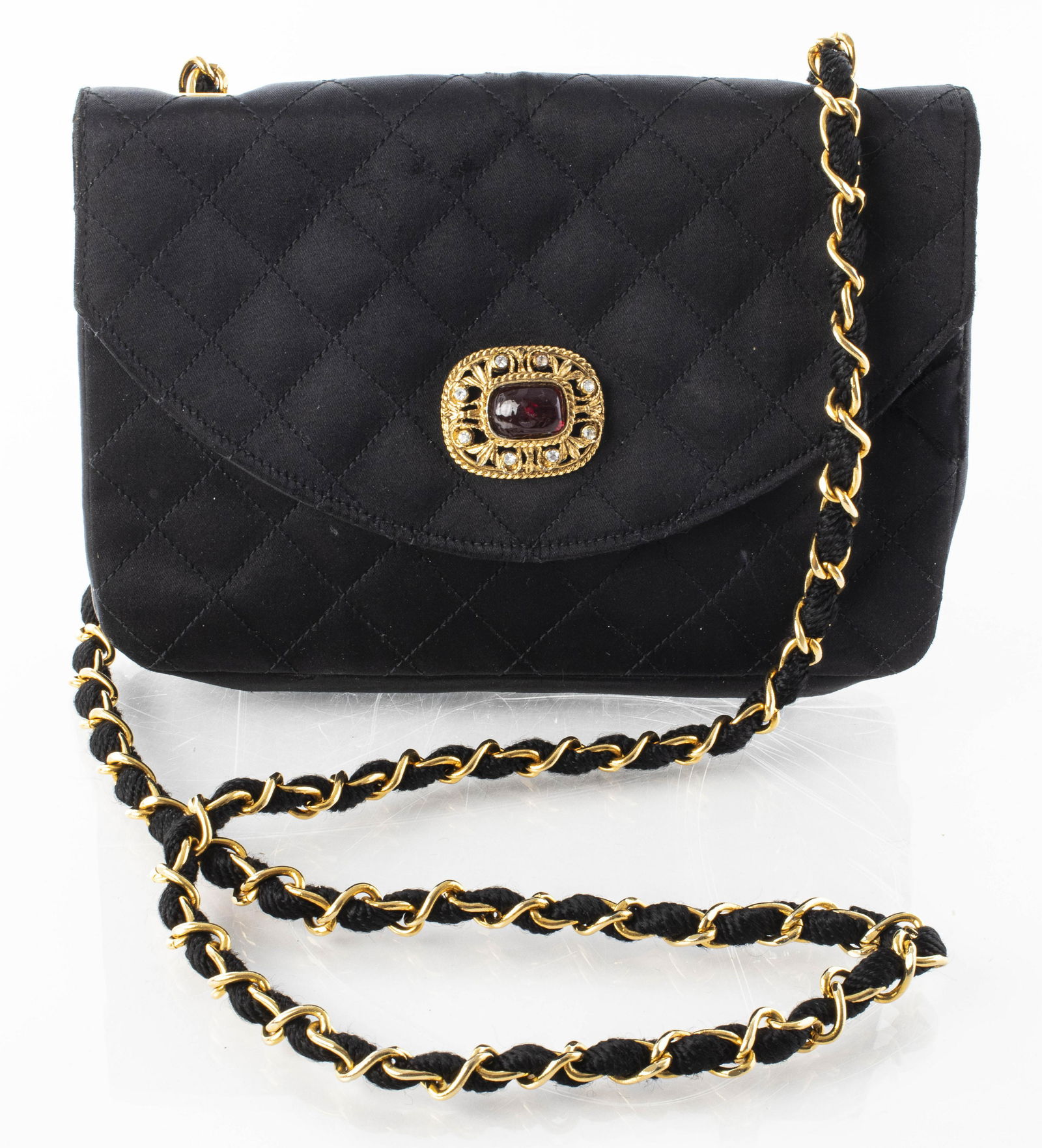 Chanel Black Quilted Satin Handbag (1 of 9)