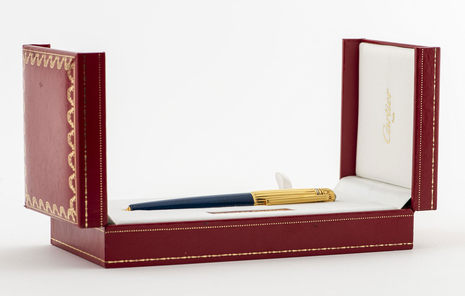 Cartier 'Pasha' Gold Plate & Blue Lacquer Pen (1 of 7)