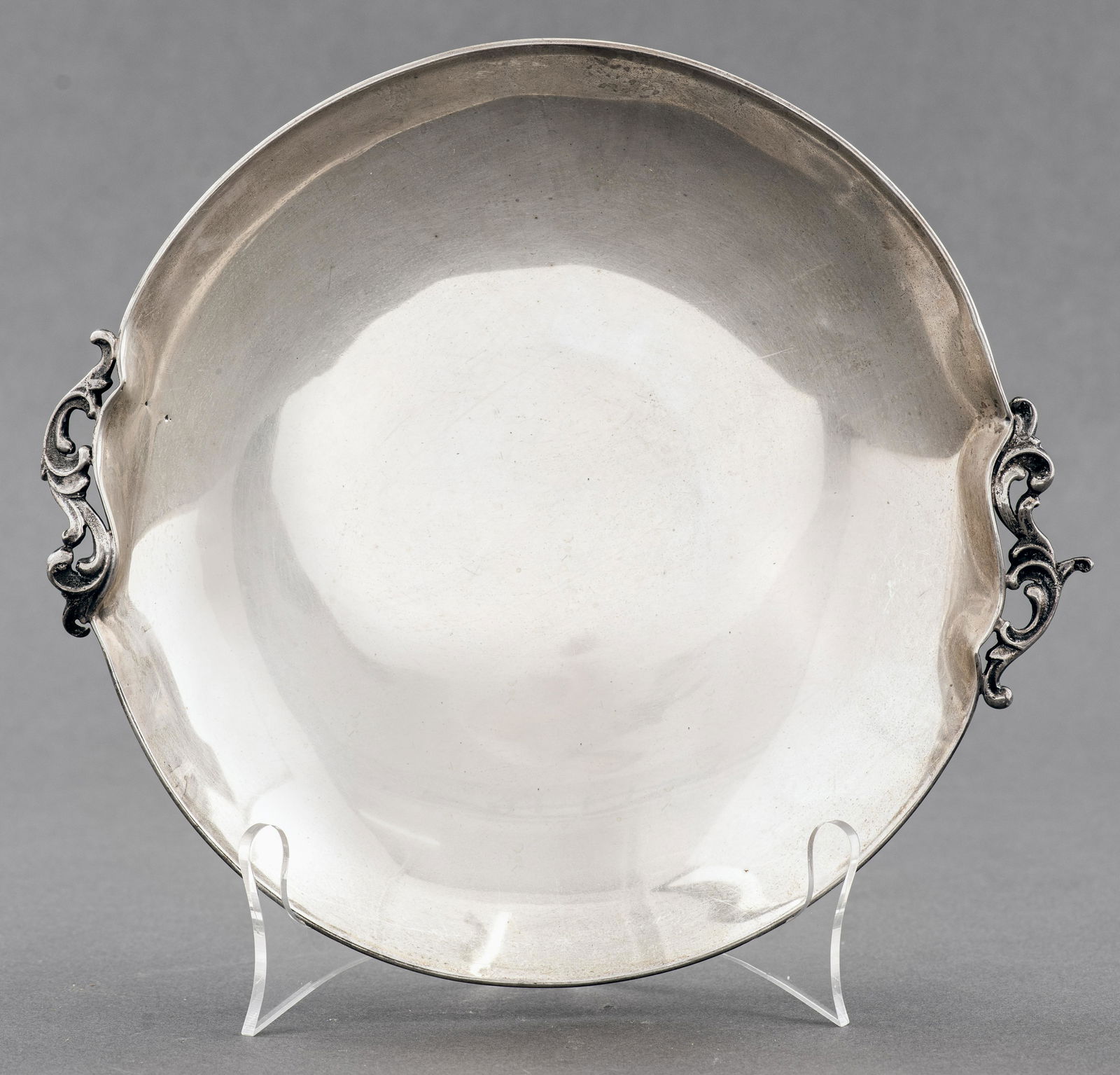 Mexican Silver Bowl with Scroll Handles (1 of 4)