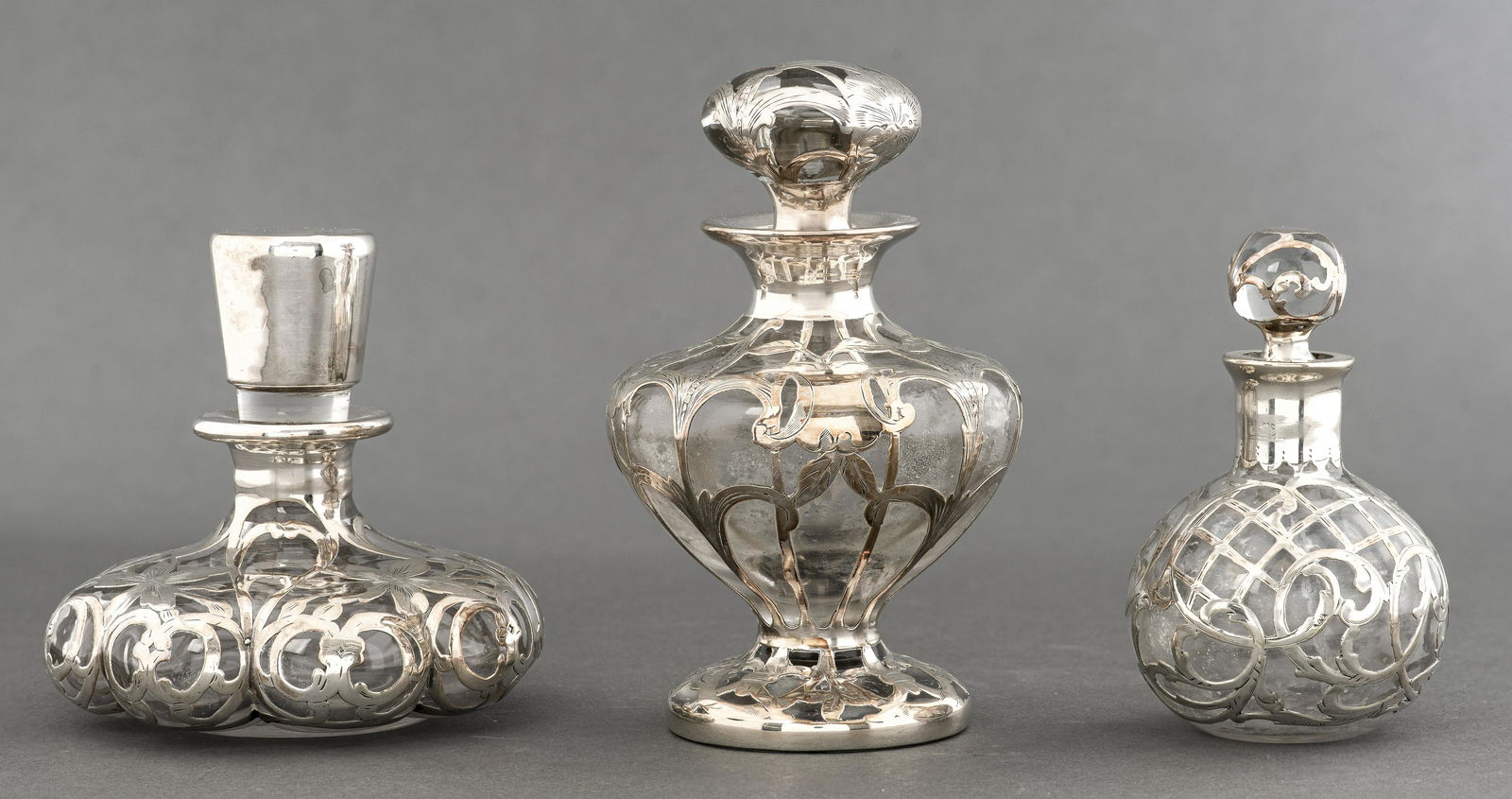 Sterling Silver Overlay Glass Perfume Bottles (1 of 5)