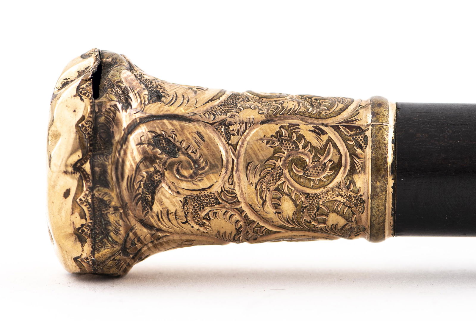 Victorian Gold-Tone Metal Milord Handle Cane (1 of 3)