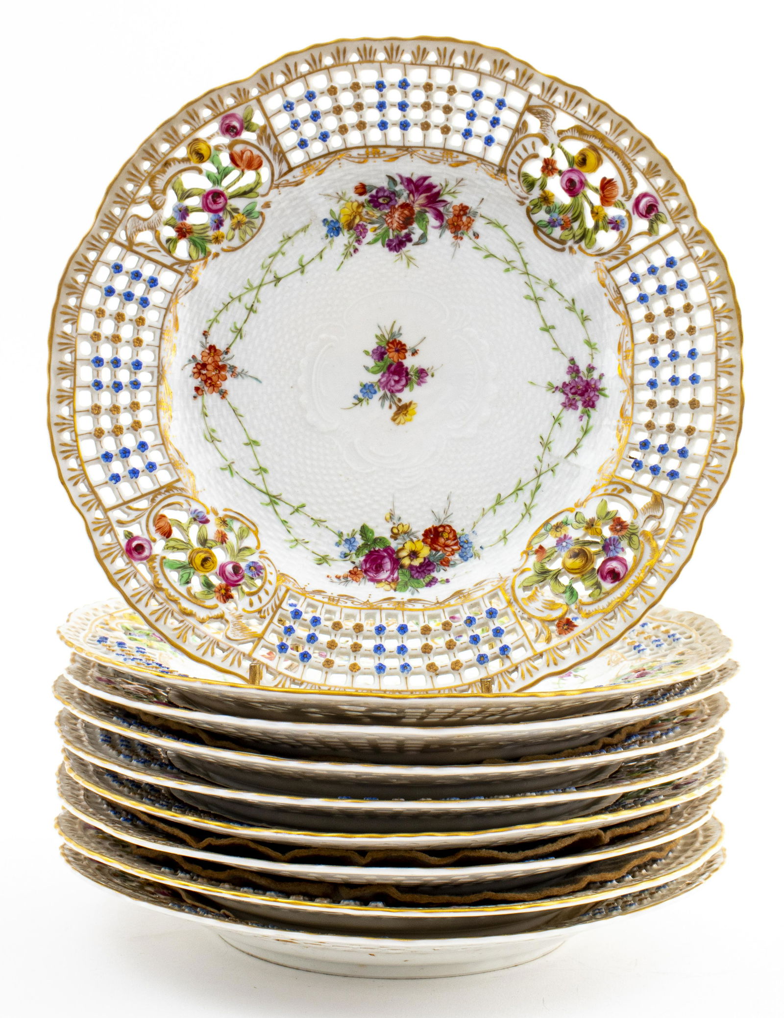 Dresden German Reticulated Porcelain Plates, 9 (1 of 10)