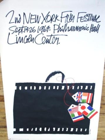 "2nd New York Film Festival Sept 1964" Saul Bass: "2nd New York Film Festival Sept 1964" postery by Saul Bass (1920-1996), paper. Bass was a prolific artist who changed film advertising with strong, vivid imagery without using the faces of celebritie