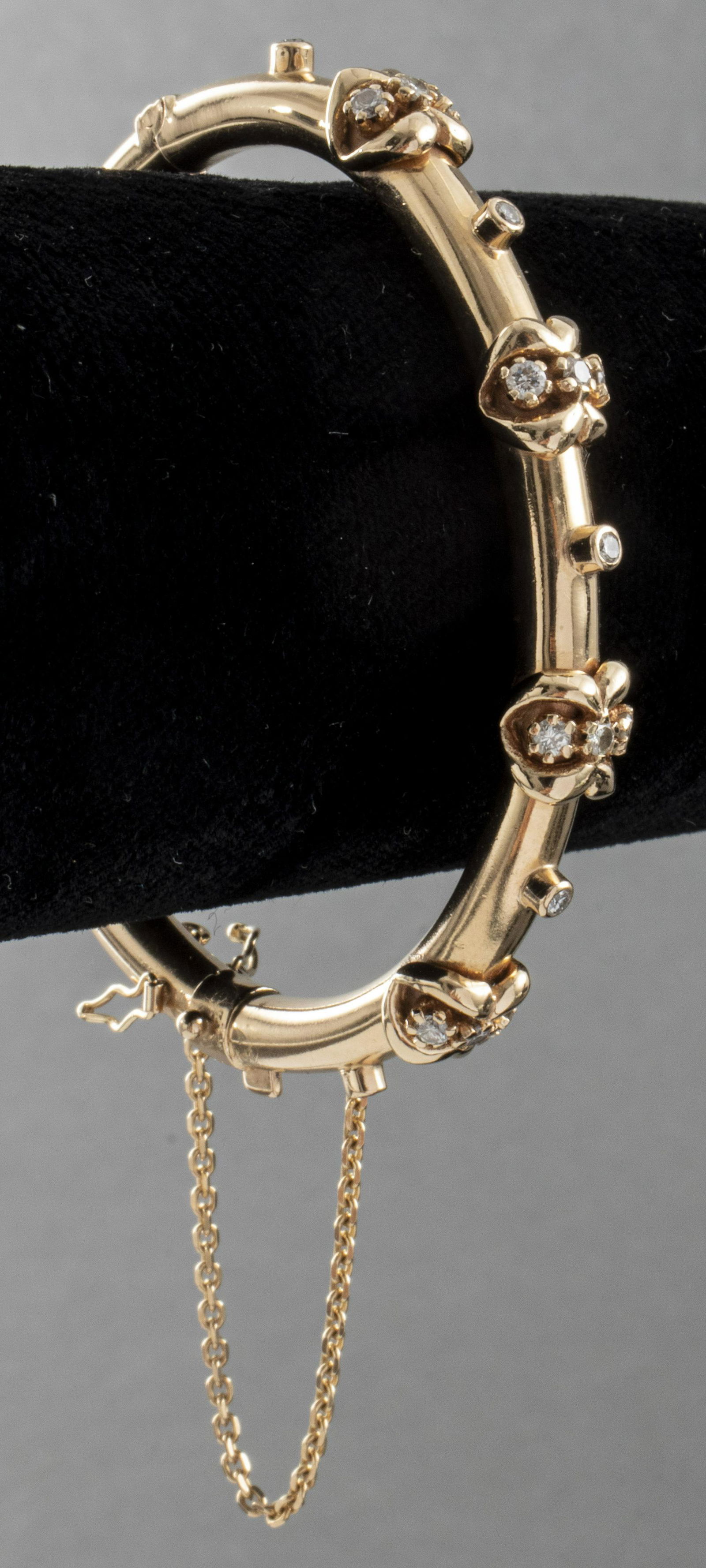 14K Yellow Gold & Diamond Bangle Bracelet (1 of 6)