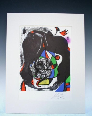 Joan Miró "Illustration I" Color Lithograph 1972: Joan Miró (1893-1983) Illustration I Tudor Publishing, Siecle Edition, original color lithograph, Paris, 1972; hand signed. National Art Guild Certificate of Authenticity included. Dimensions: 19"L x