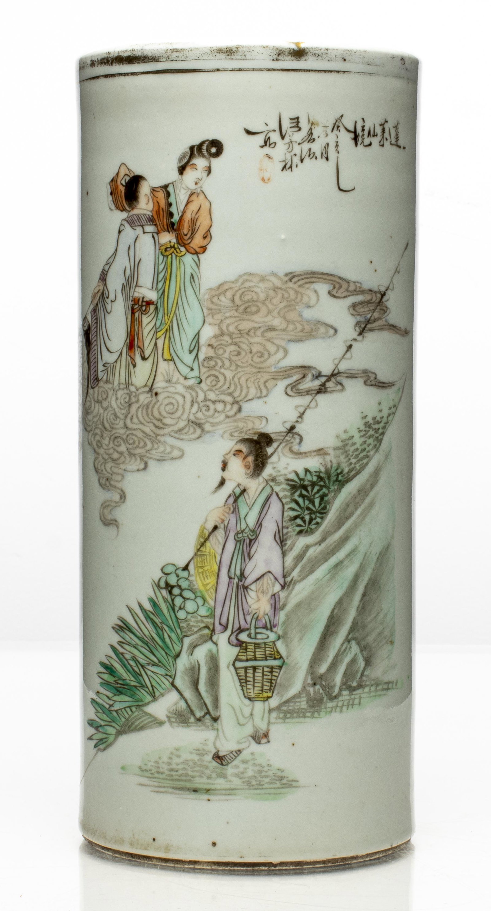 Chinese Polychrome Porcelain Hat Stand Vase (1 of 4)