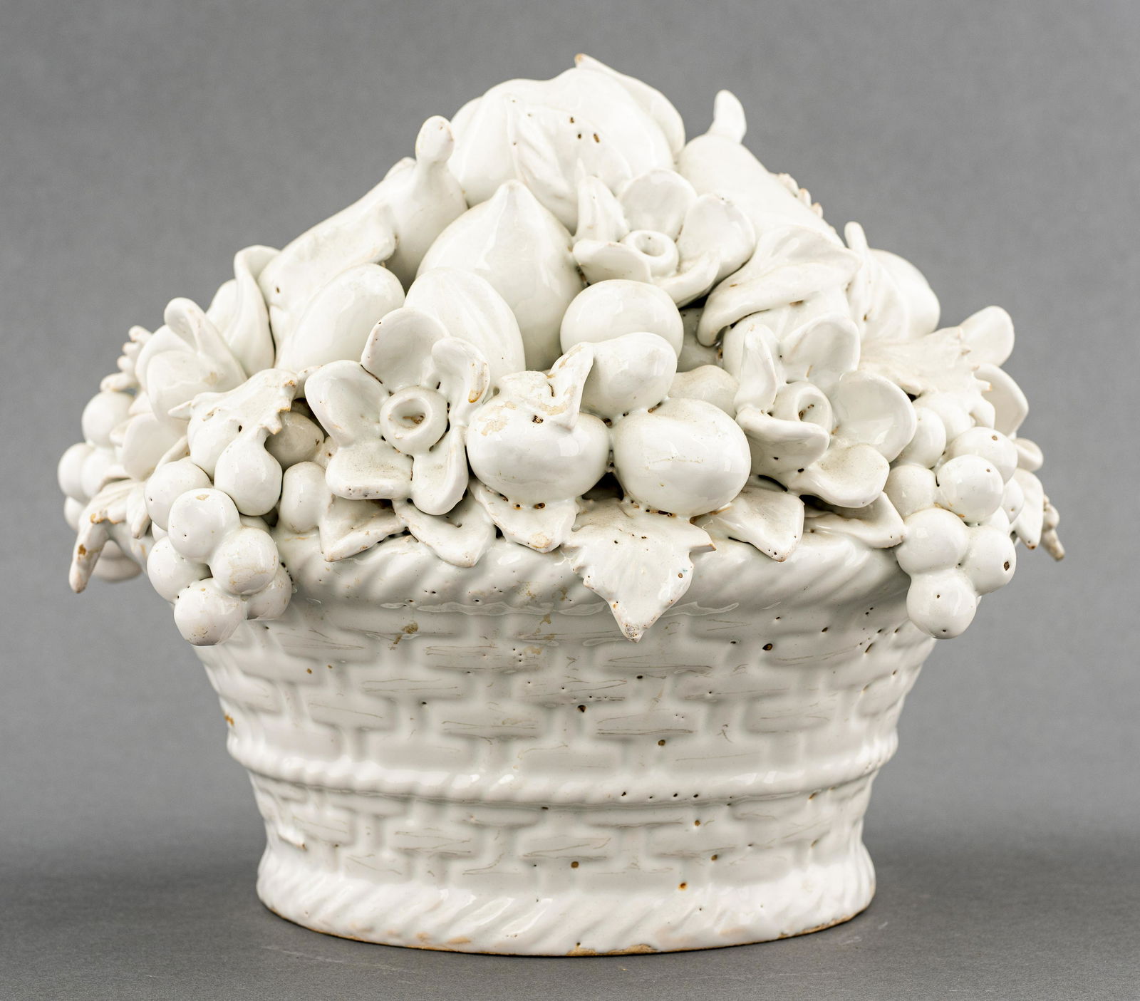 Italian White Glazed Ceramic Fruit Centerpiece (1 of 6)
