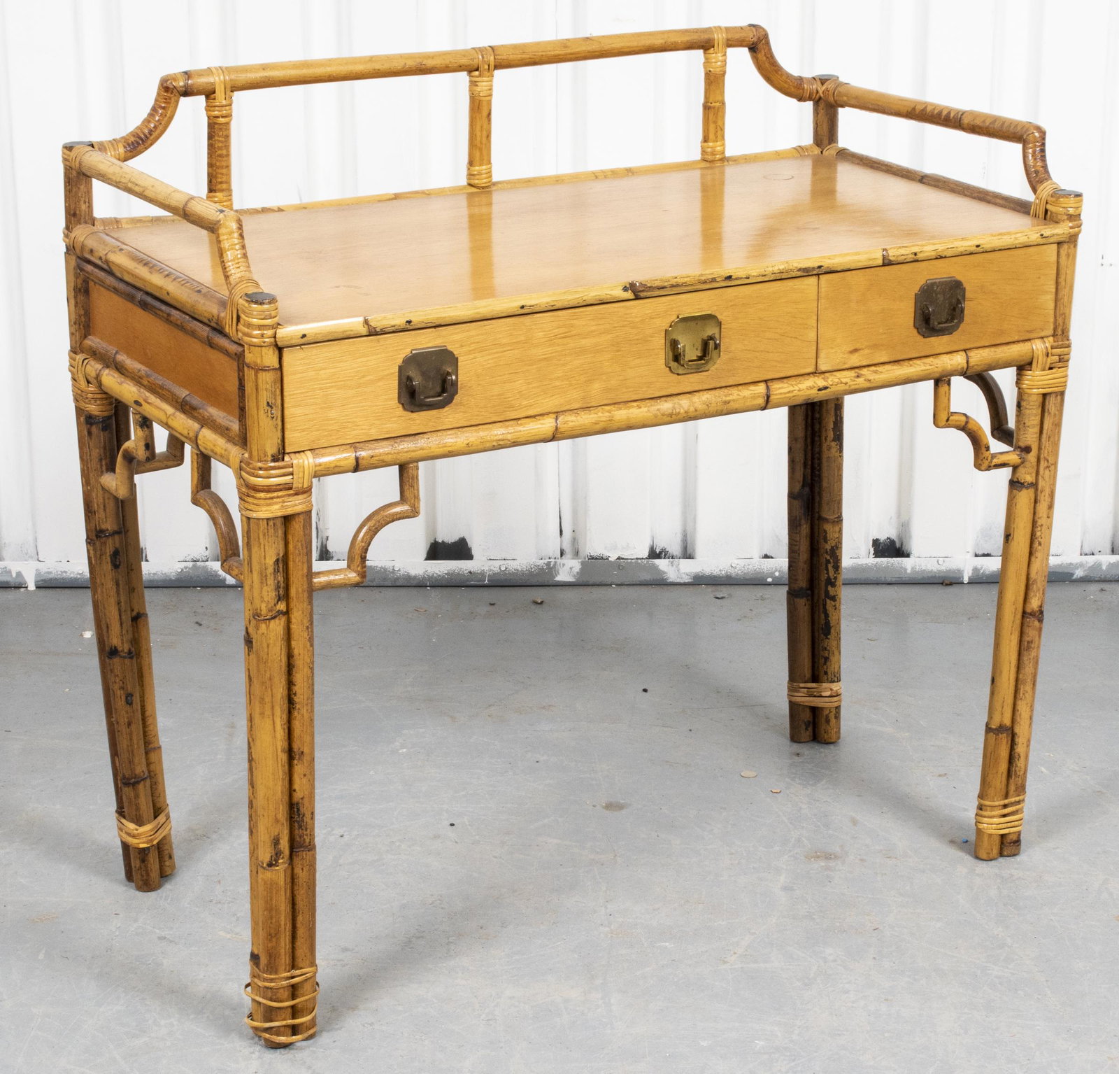Chinese Chippendale Bamboo And Rattan Writing Desk (1 of 7)