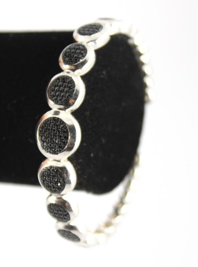 Silver Onyx Pave Bangle Bracelet (1 of 6)