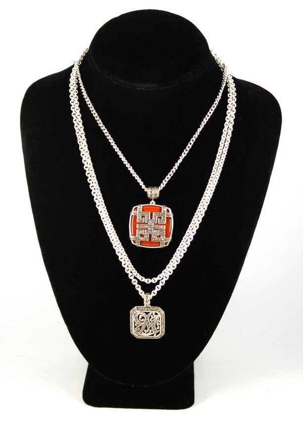Two Faceted Hematite Silver Pendant Necklaces (1 of 5)