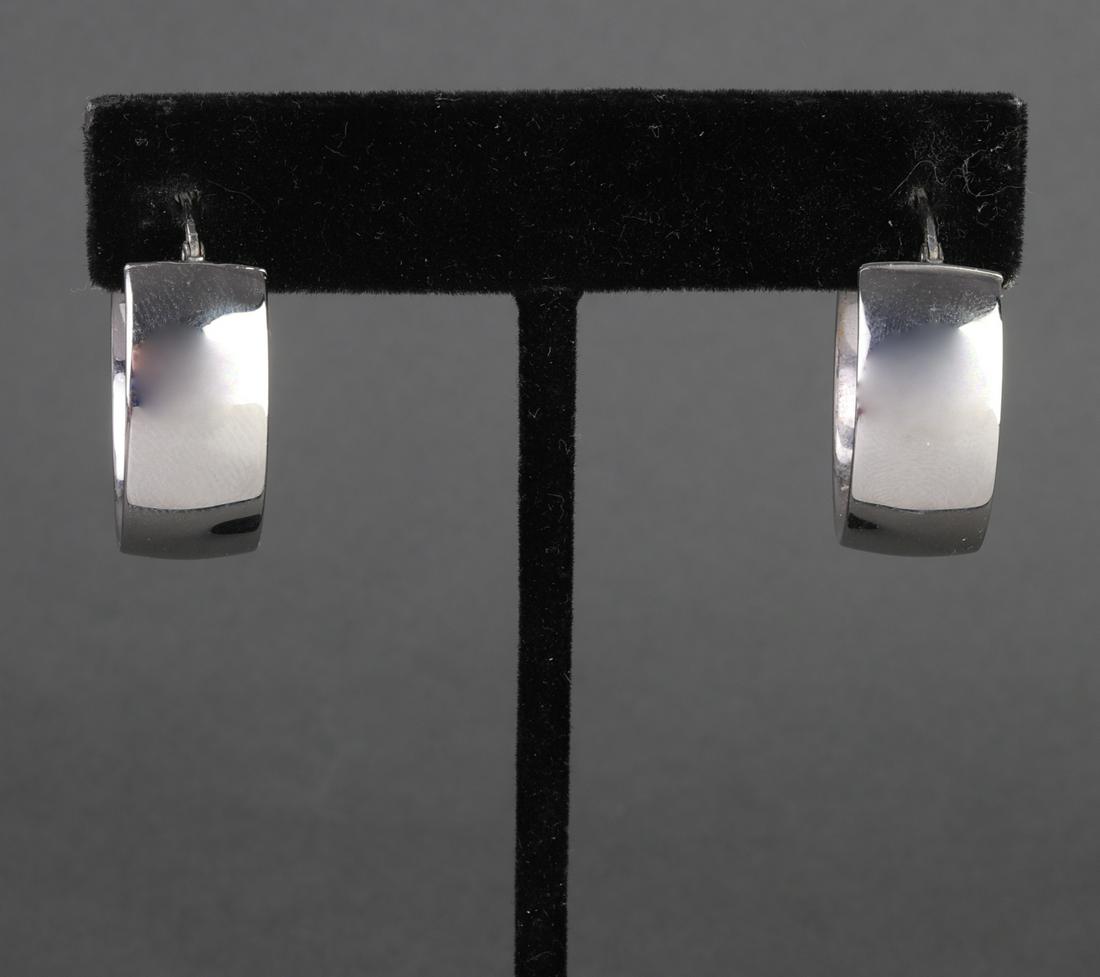 Modern Sterling Silver Hoop Earrings, Pair (1 of 3)