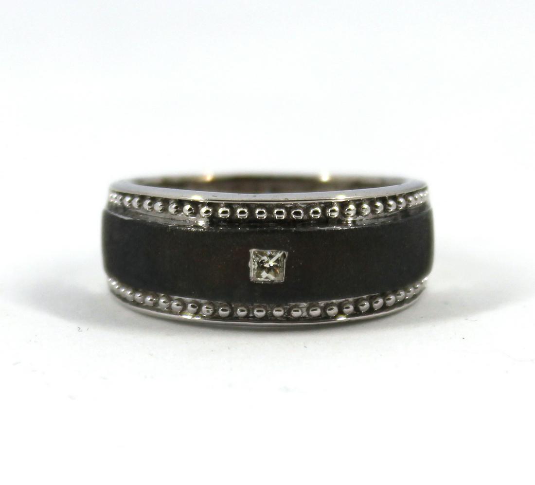 Silver & Diamond Textured Men's Ring (1 of 6)