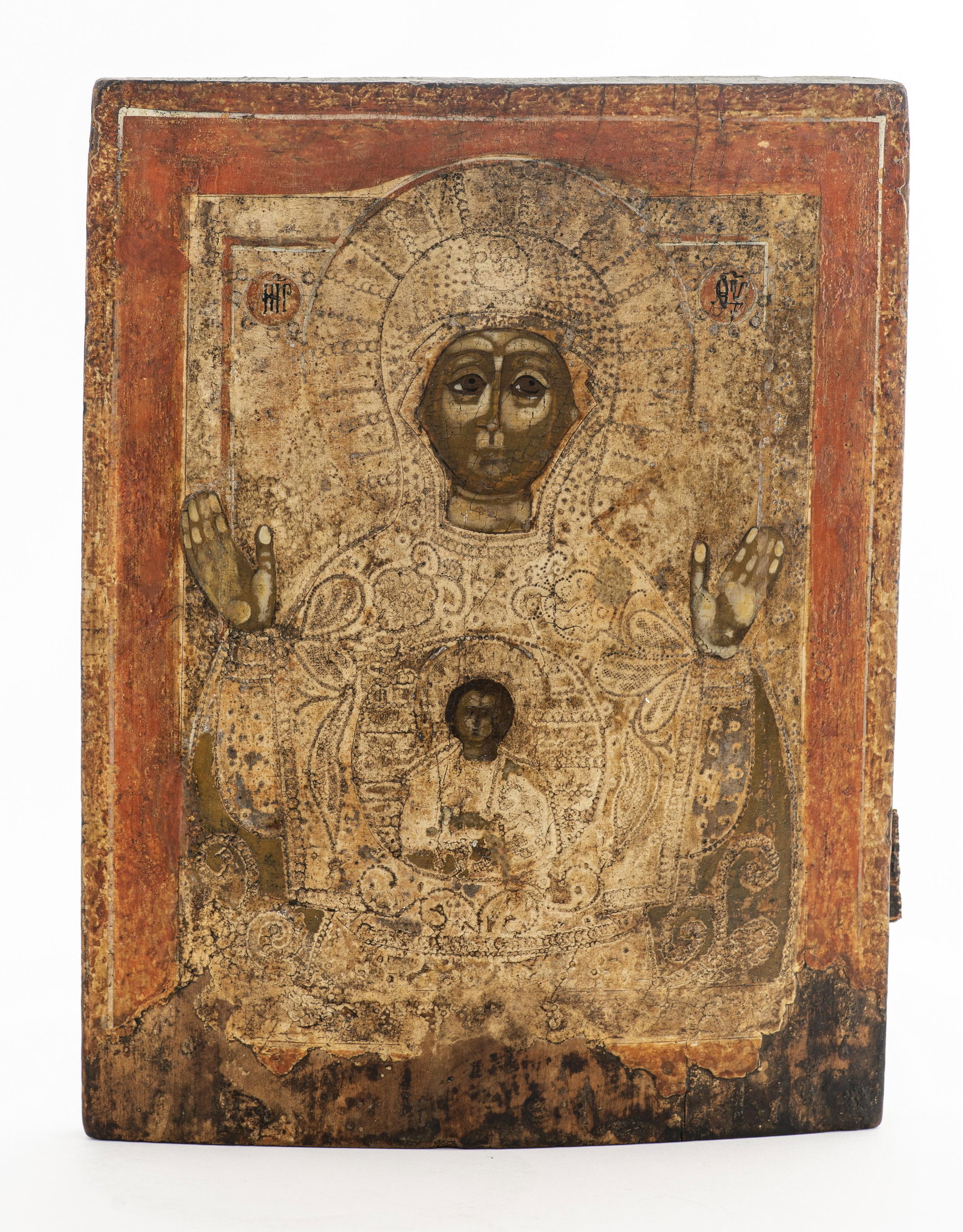 Russian Icon "Our Lady of the Sign" 19th C. (1 of 8)