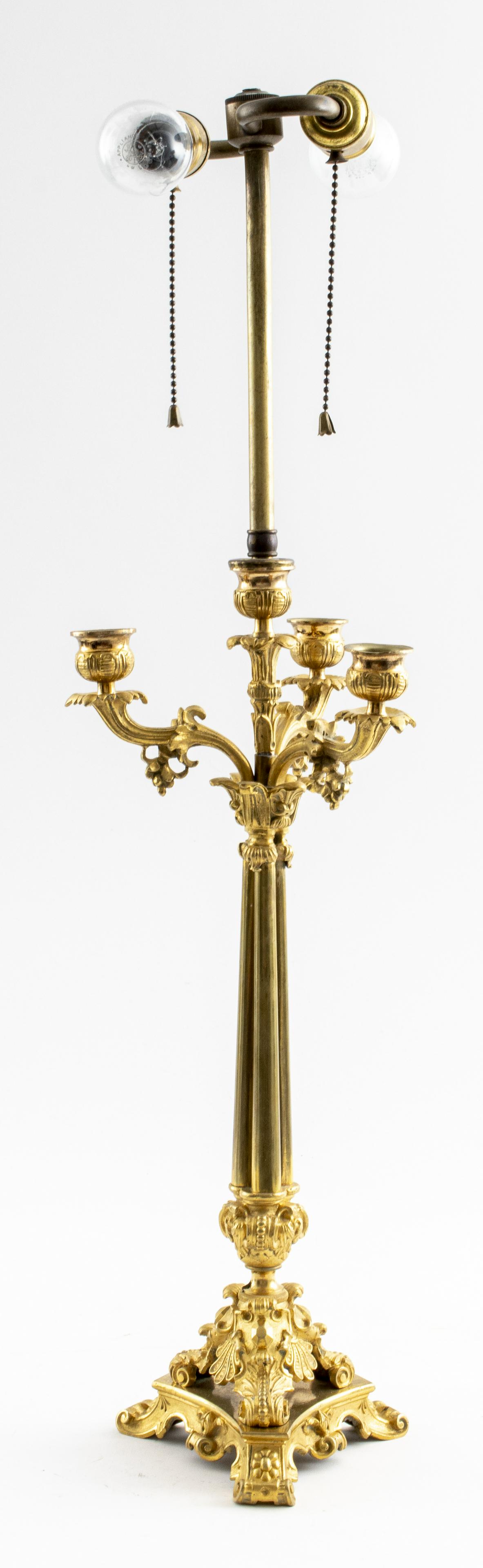 French Neoclassical Manner Ormolu Candelabra Lamp (1 of 7)