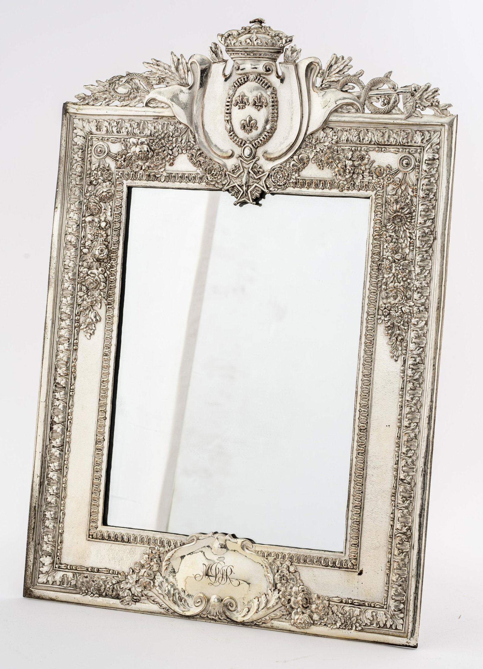 French Louis XVI Style Silver-Plate Mirror (1 of 7)