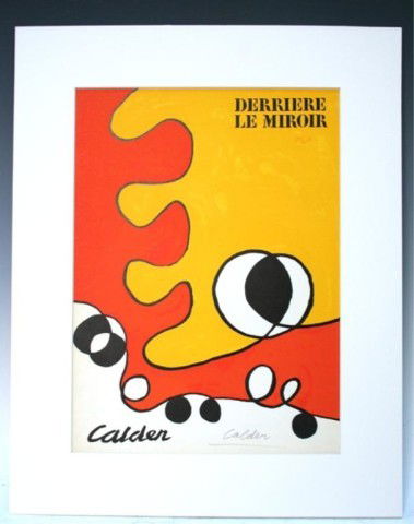 Calder "D.L.M. Cover" Original Color Lithograph: Alexander Calder (American, 1898-1976) D.L.M. Cover, Derriere Le Miroir Edition, original color lithograph, Paris; complimentary signature. National Art Guild Certificate of Authenticity included. Dim