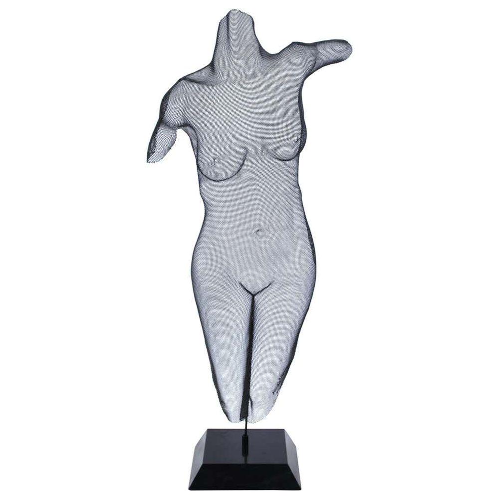 Randy Cooper Post-Modern 'Andrea' Mesh Sculpture: Randy Cooper Post-Modern wire mesh female nude sculpture, titled 'Andrea' and signed in wire on the proper left thigh, mounted on wood base. 39" H x 18" W x 10" D.