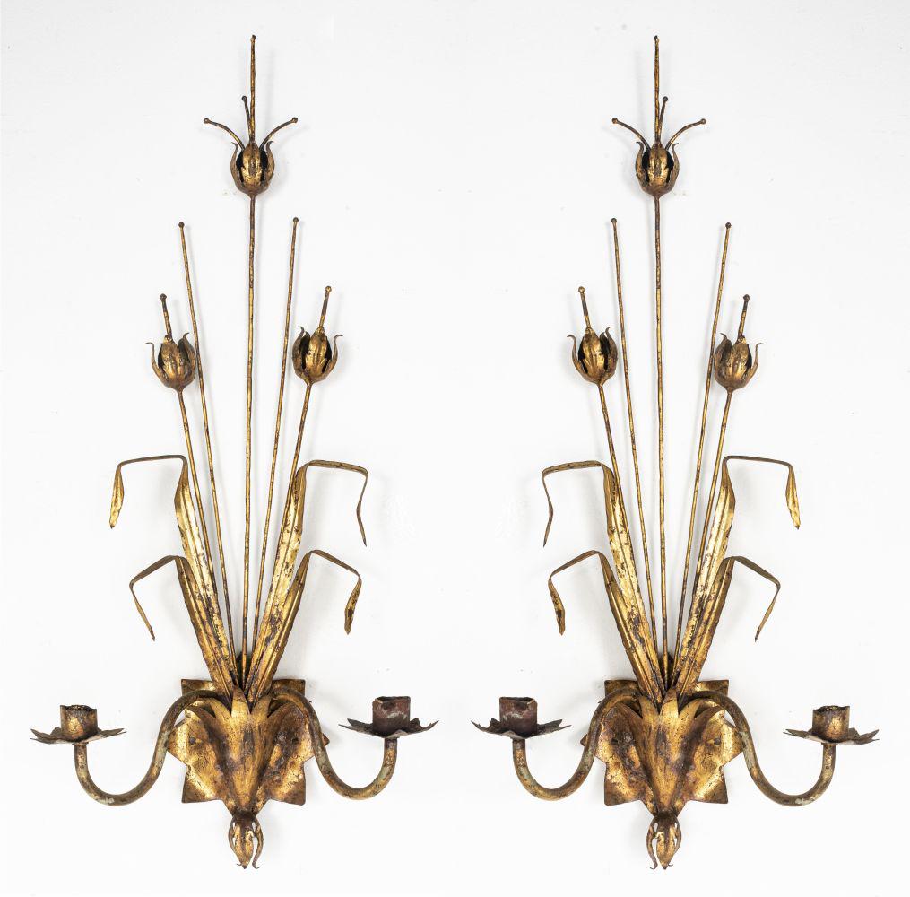 Brutalist Modern Gilt Metal Wall Sconces (1 of 5)
