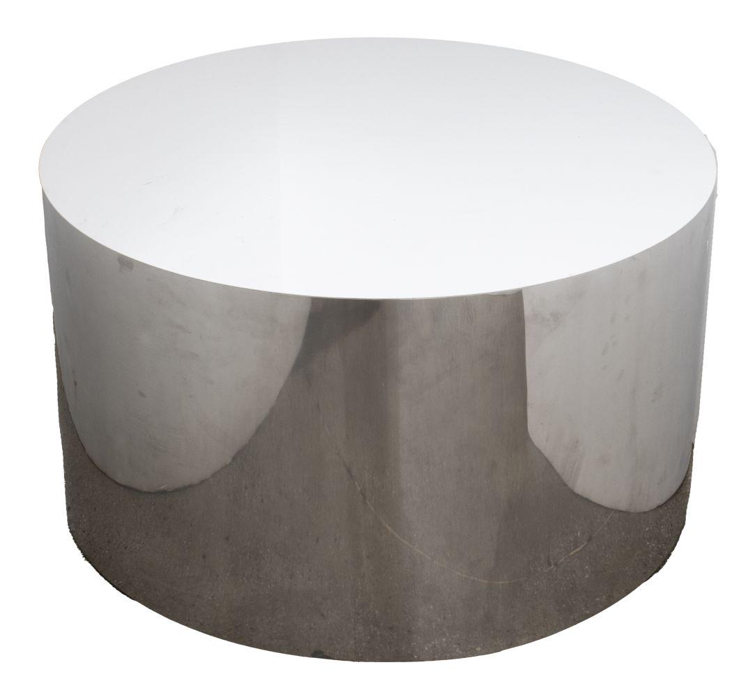 Baughman Attr. Chromed Metal Drum Cocktail table (1 of 3)