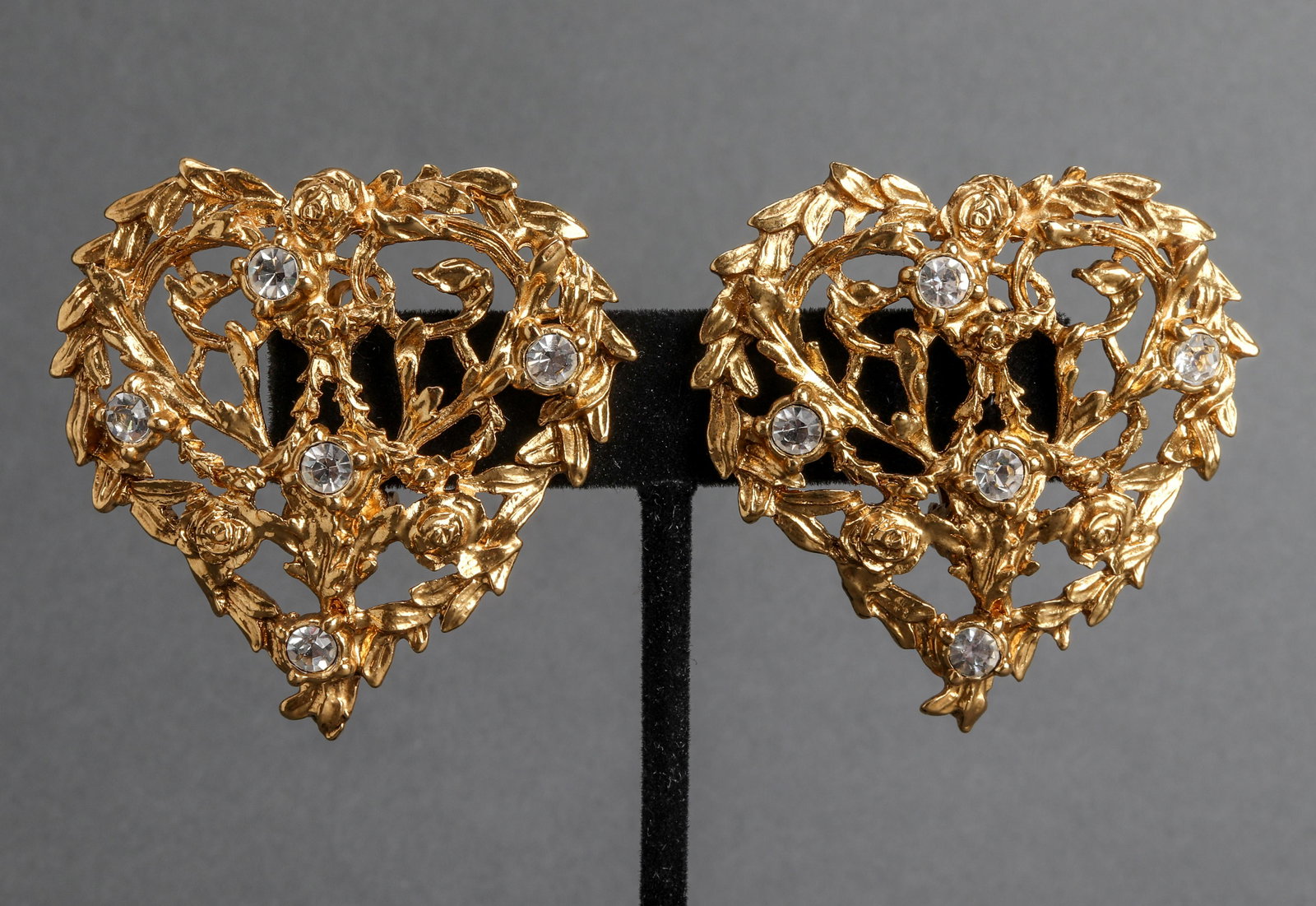 Yves Saint Laurent Gold-Tone Heart Motif Earrings (1 of 5)