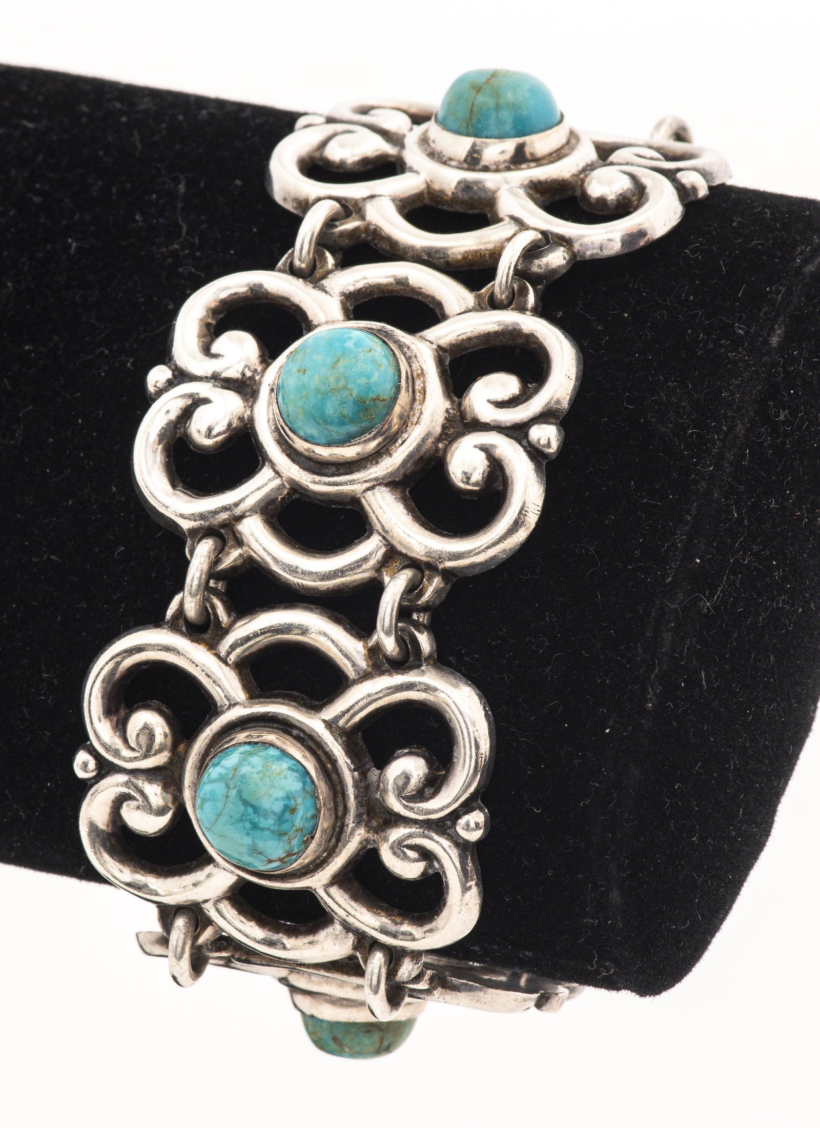 Vintage Taxco Mexican Silver Turquoise Bracelet (1 of 5)