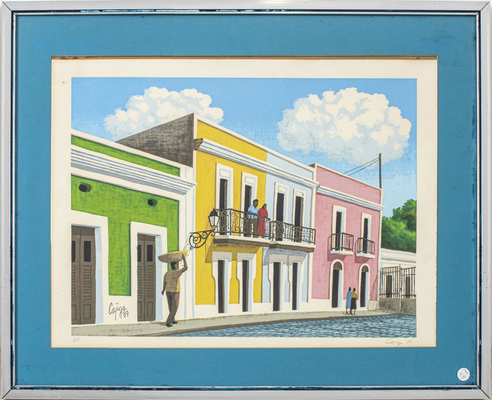 Luis German Cajiga Cityscape Lithograph: Luis German Cajiga (Puerto Rican, b. 1934), Cityscape, lithograph, 1989, signed in pencil and in plate, edition D.A. Image: 16.5" H x 23" W; frame: 23" H x 29" W.