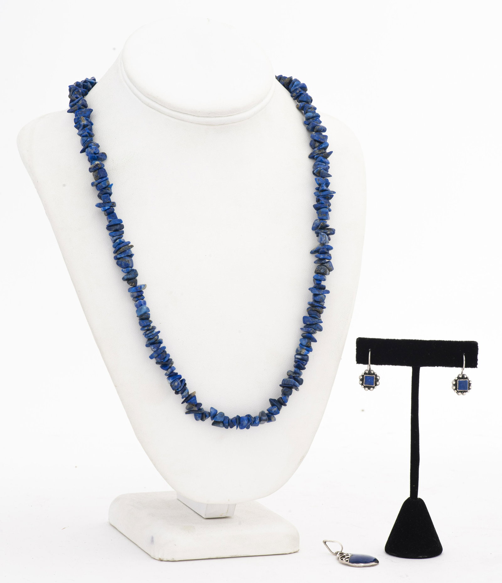 Silver Lapis Lazuli Necklace, Earrings & Pend. Lot (1 of 6)