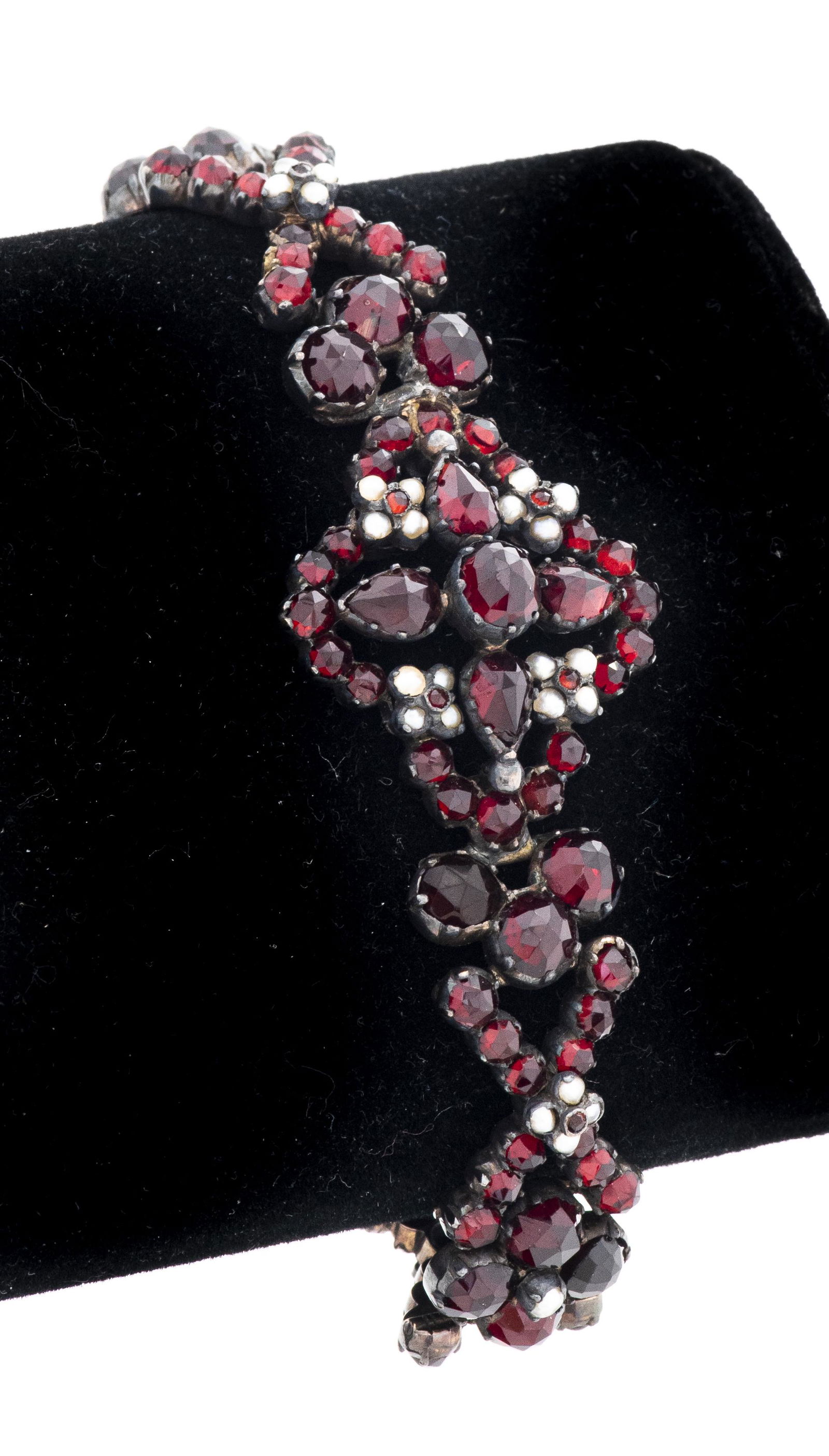 Victorian Garnet & Seed Peal Floral motif Bracelet (1 of 3)