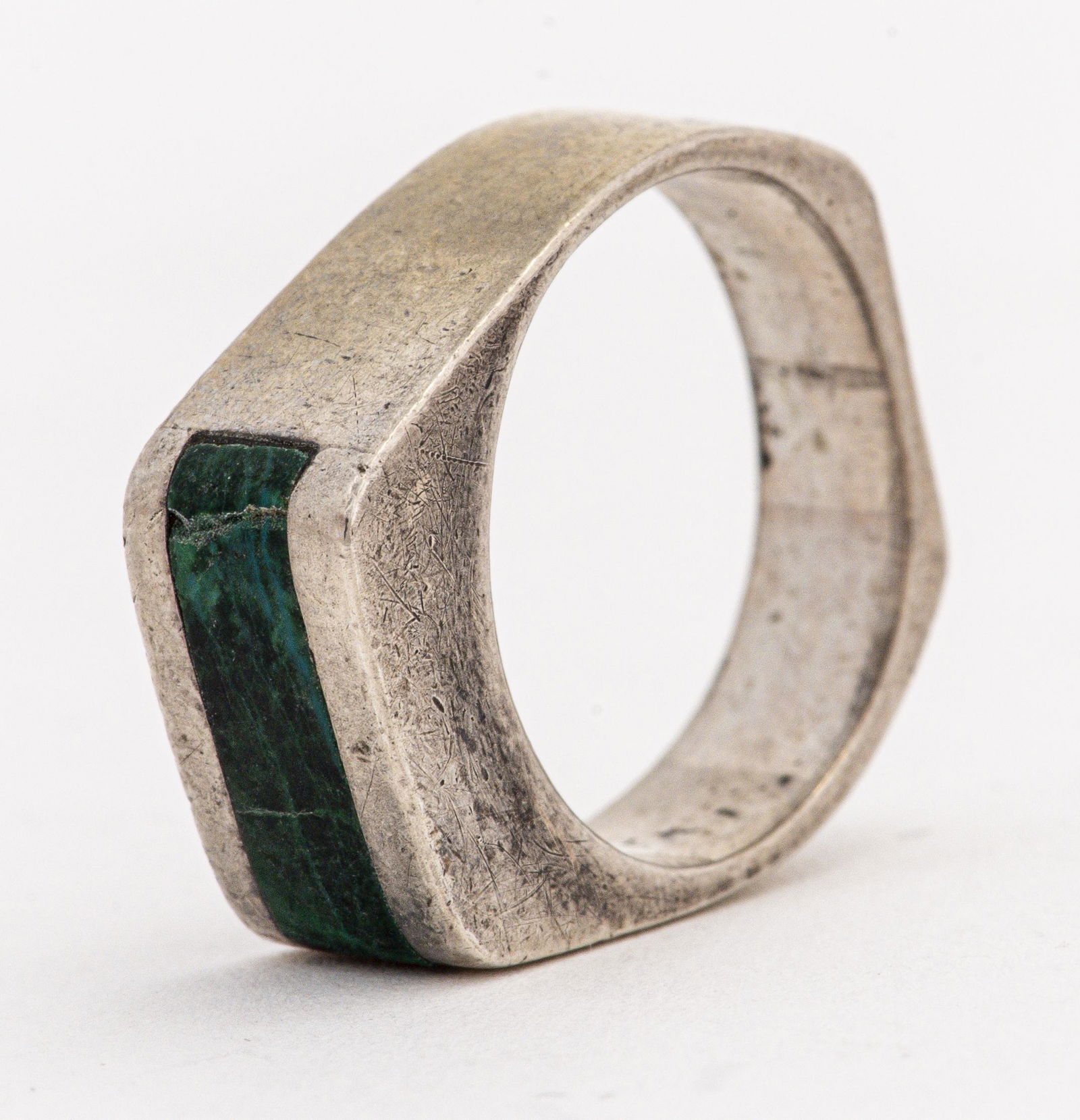 Vintage Modernist Silver Azurite Malachite Ring (1 of 5)