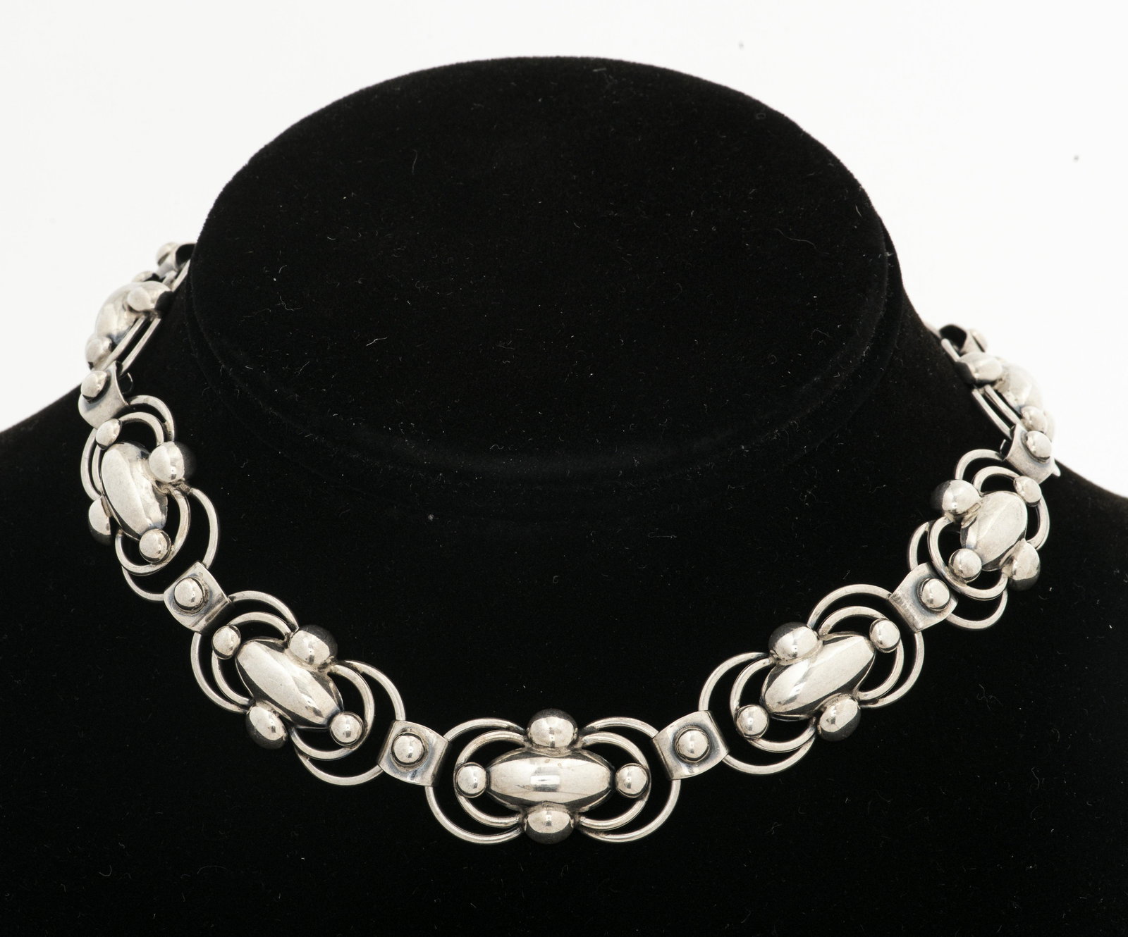 Vintage Danish Silver Ornate Chased Link Necklace (1 of 4)