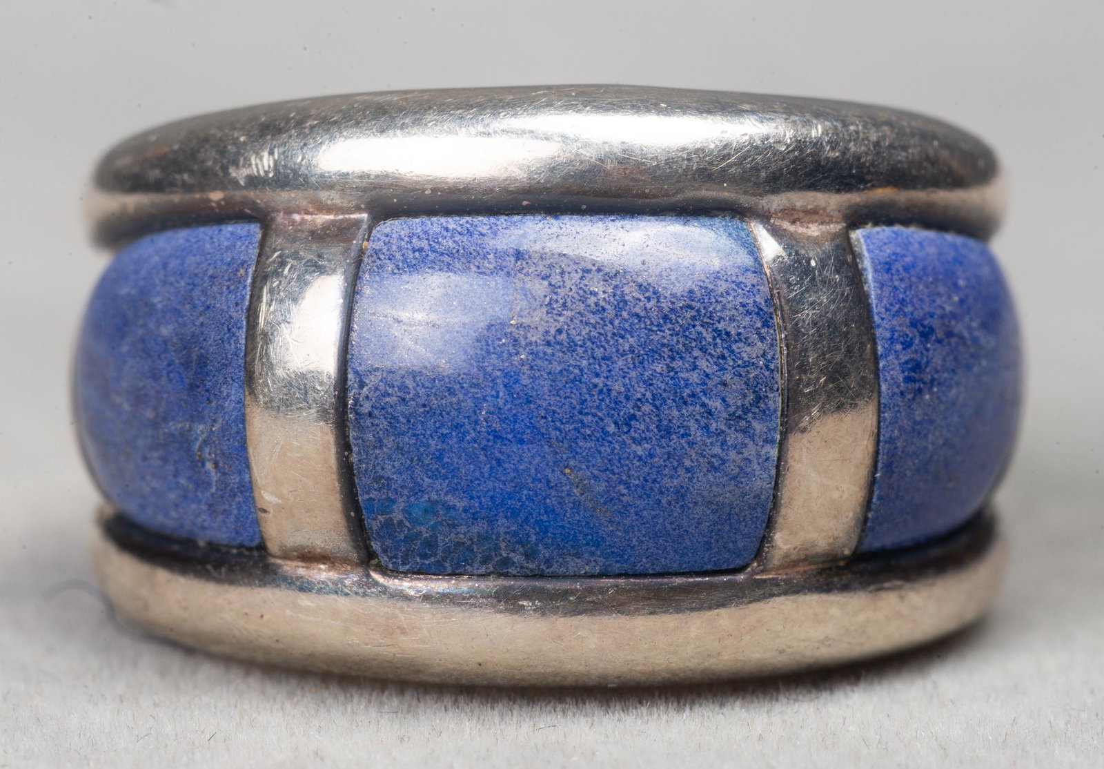 Modern Sterling Silver Lapis Inlay Wide Ring (1 of 4)