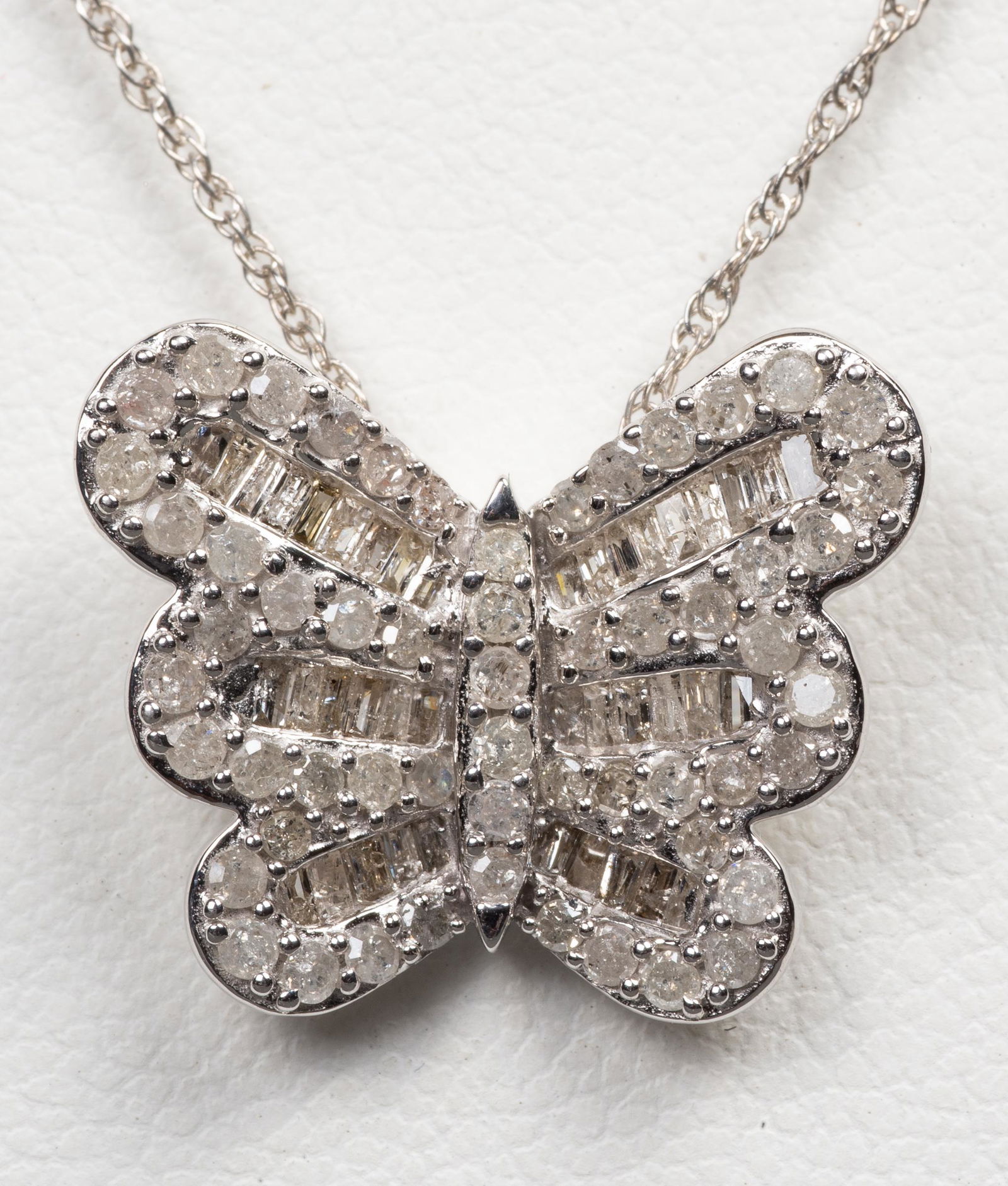 Sterling Silver Diamond Butterfly Pendant Necklace (1 of 4)