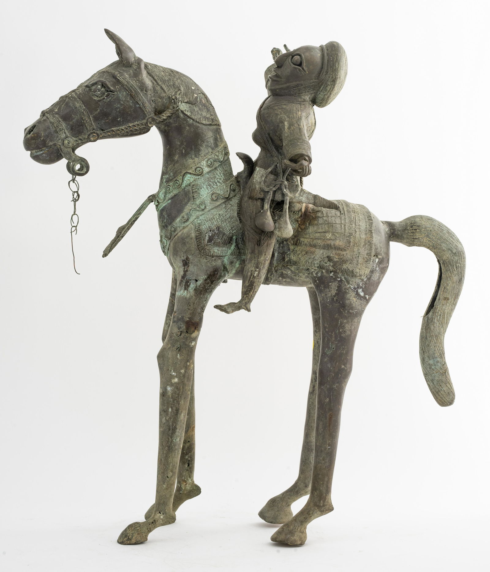 African Dogon Horse With Rider Bronze Sculpture (1 of 12)