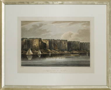 After William Guy Wall 'Palisades' Aquatint: After William Guy Wall (American 1770-1850) 'Palisades', number 19 of the 'Hudson River Port Folio', aquatint on paper after the original from 1823. Sight 17.5" H x 24.5" W. Frame 28" H x 34" W.