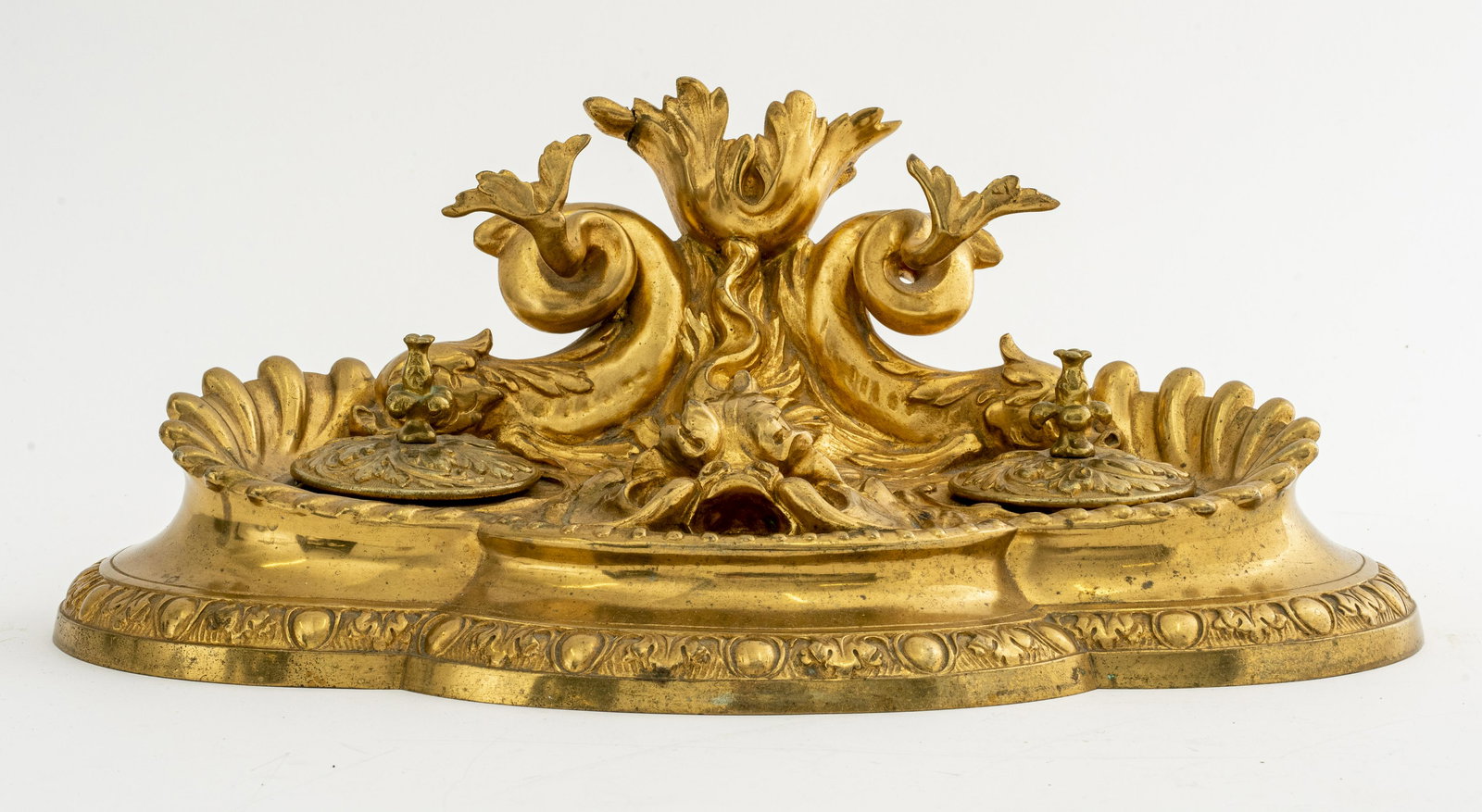 French Baroque Revival Ormolu Dolphin Inkwell (1 of 13)