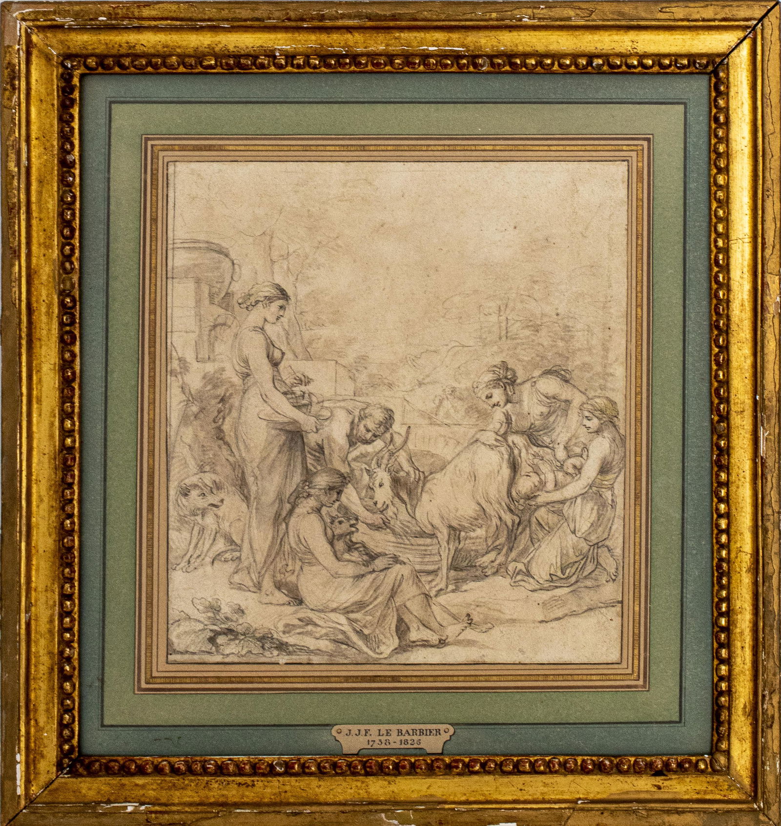 Le Barbier Neoclassical Scene Pencil on Paper (1 of 11)