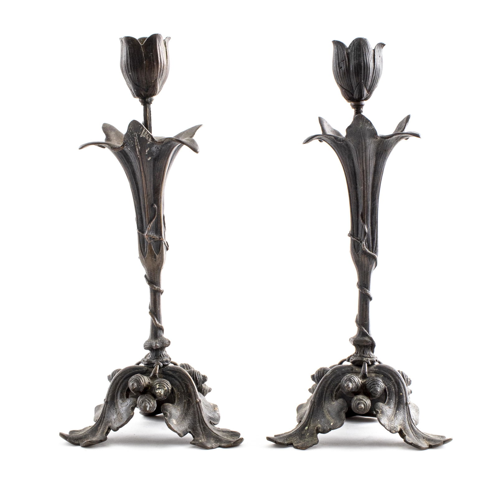 Japanese Meiji Bronze Candlesticks, Pair (1 of 6)