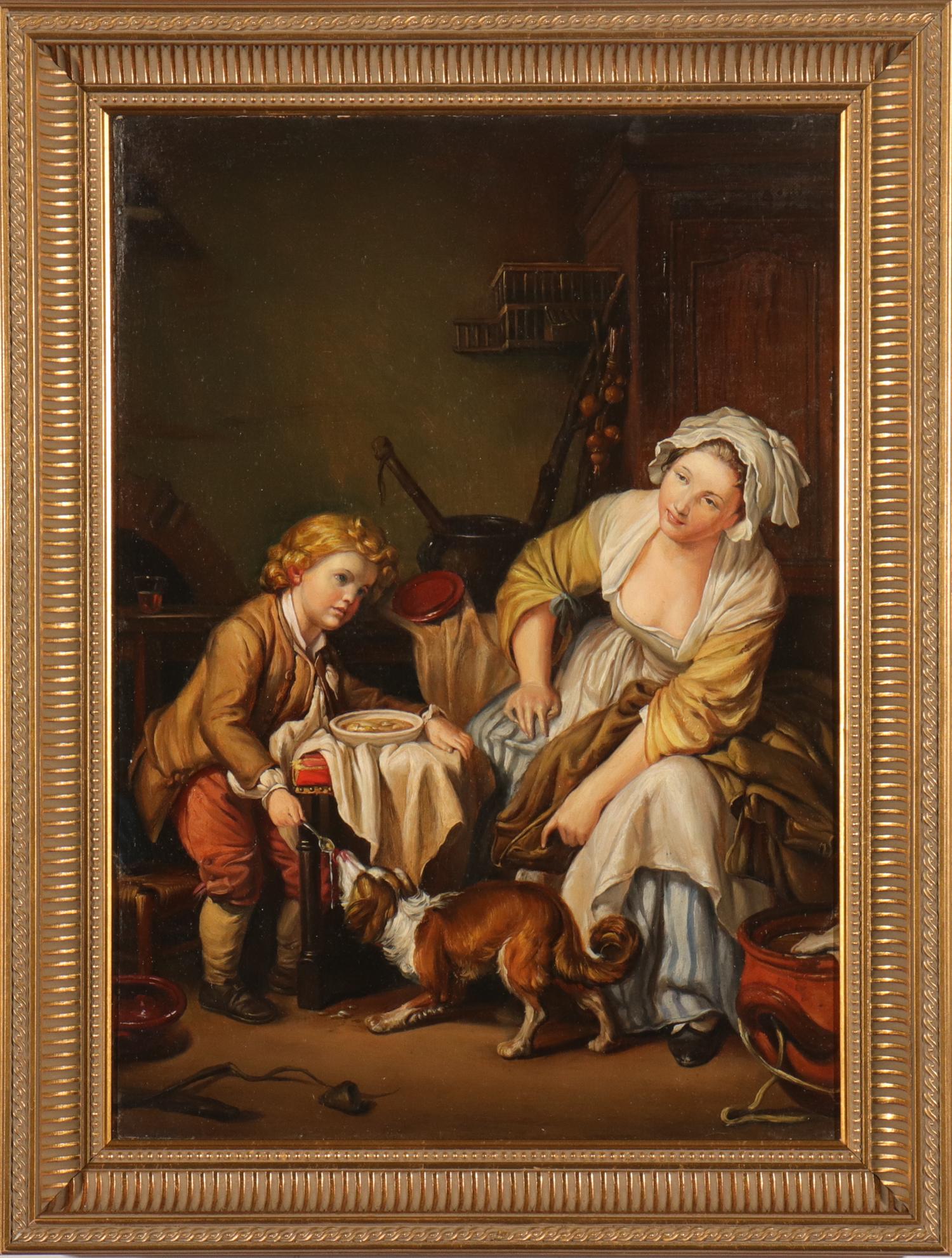 Continental School "Dog's Dinner" Oil on Canvas (1 of 6)