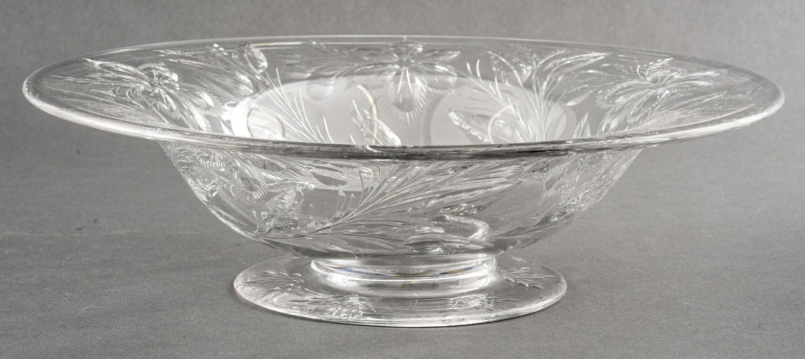 Floral Cut Crystal Glass Footed Bowl (1 of 7)