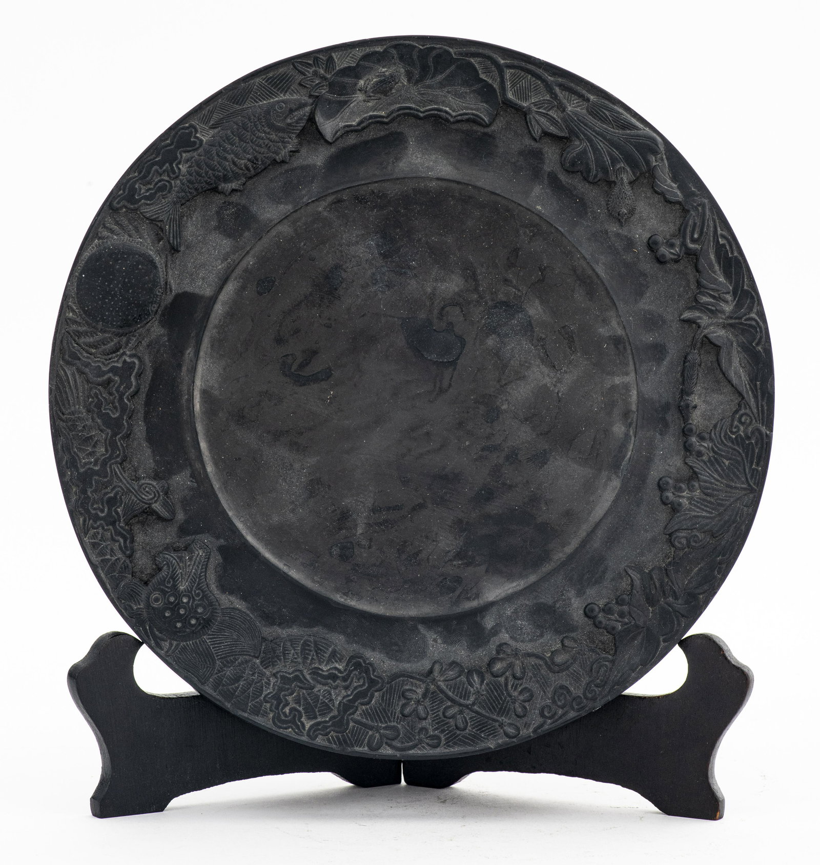 Chinese Well Carved Circular Inkstone, early19th C (1 of 6)