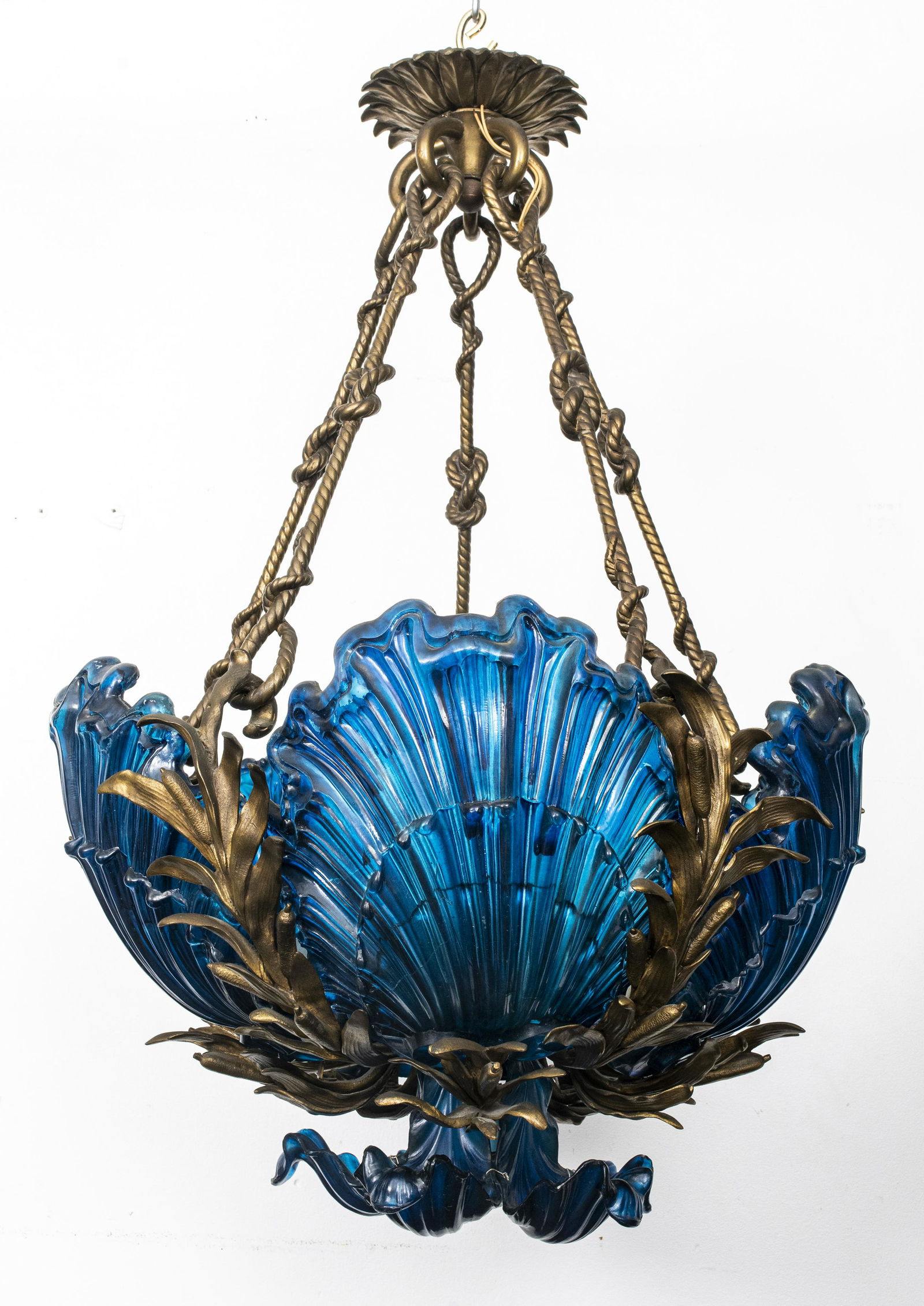 Lalique Art Nouveau Ormolu & Glass Chandelier (1 of 7)