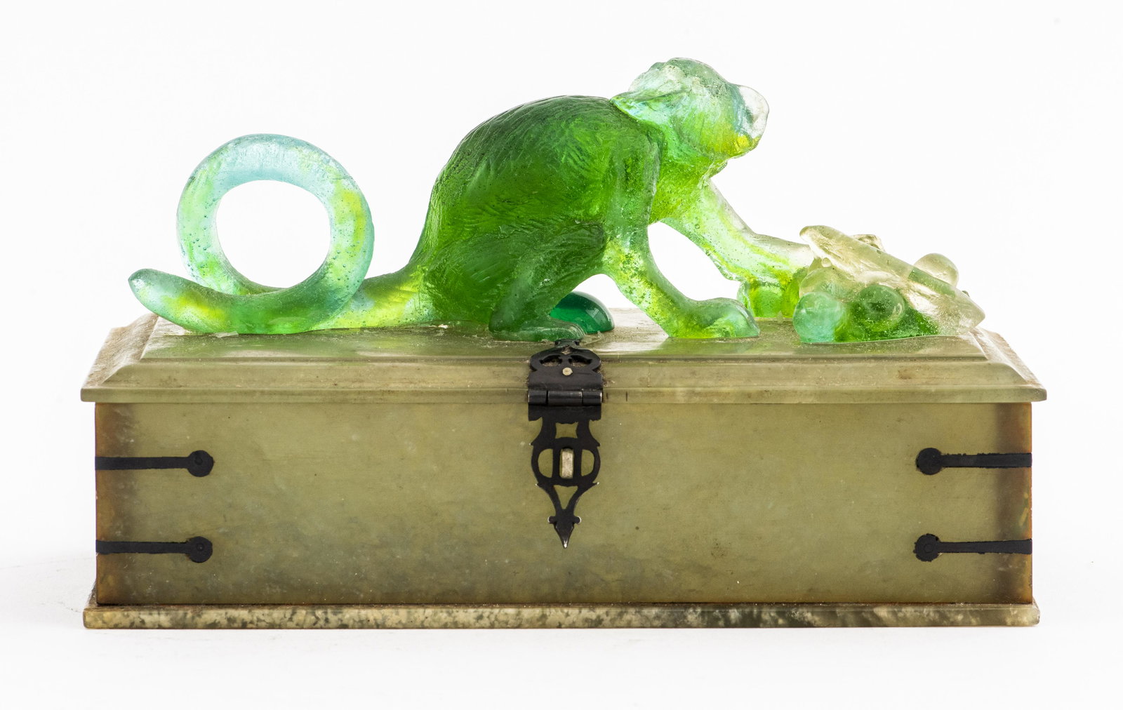 Green Onyx Decorative Box w/ Monkey (1 of 9)