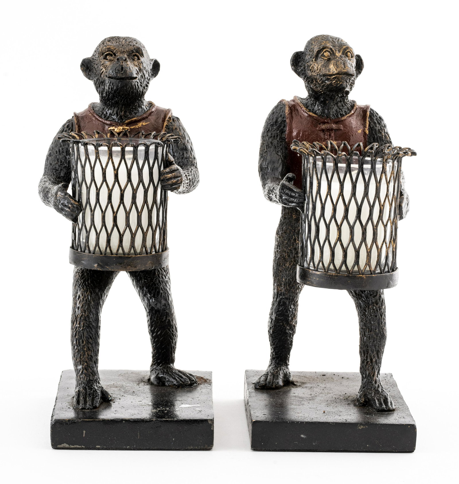 Maitland Smith Attr. Monkey Candleholder Bookends (1 of 9)