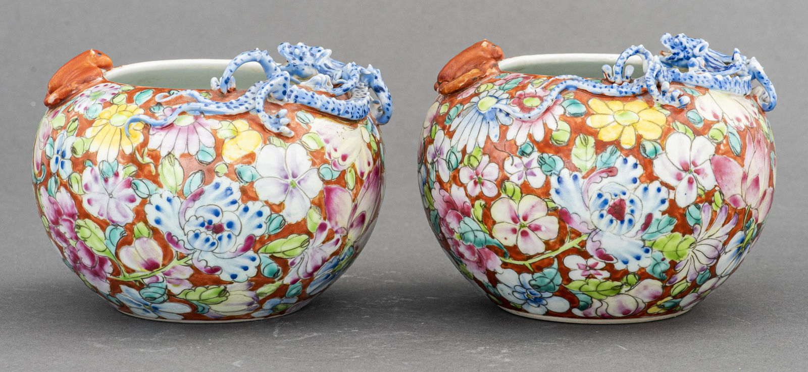 Chinese Porcelain Jars w Bat & Dragon Motif, Pair (1 of 11)