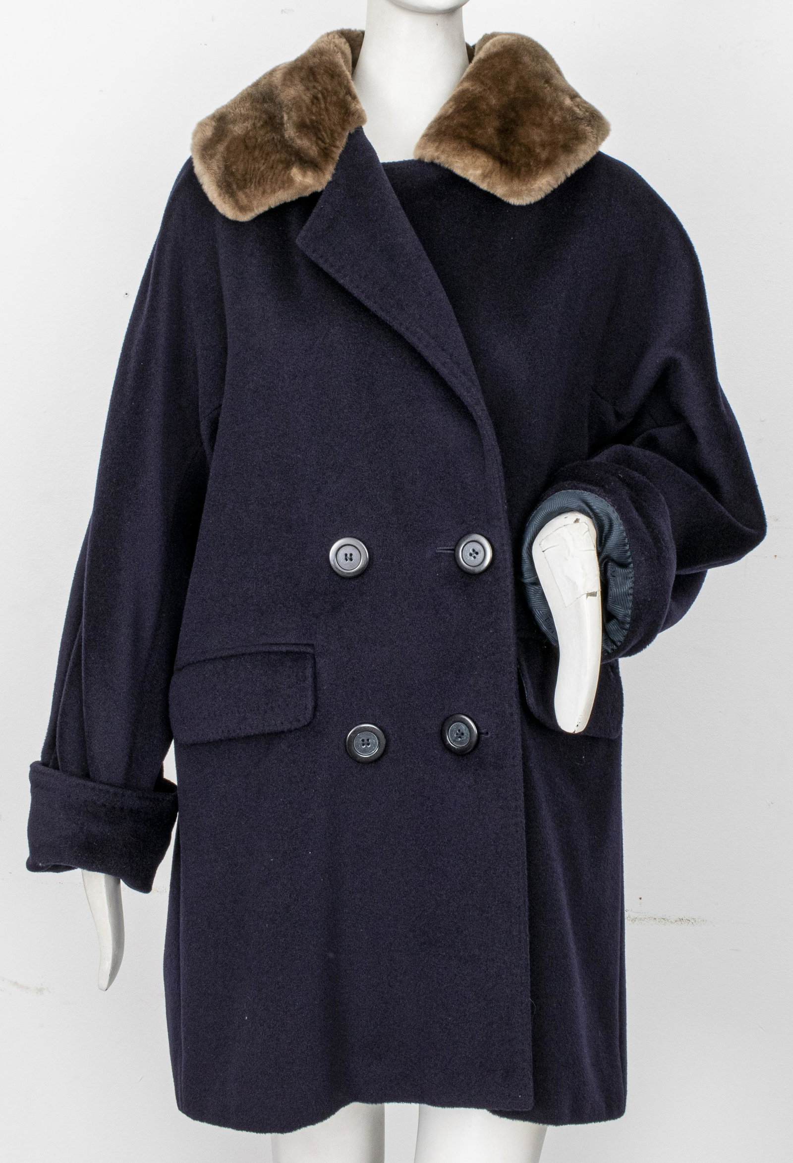 Max Mara Wool, Cashmere, and Sheared Fur Coat (1 of 9)