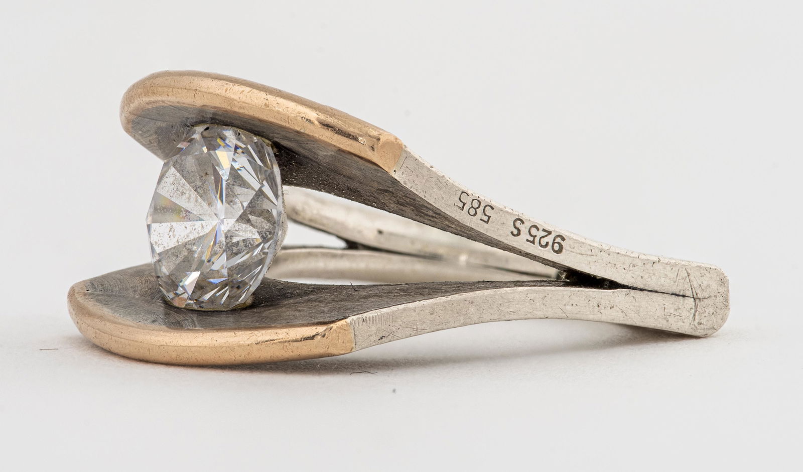 Tomasz Plodowski Silver & 14K Gold Zircon Ring (1 of 9)