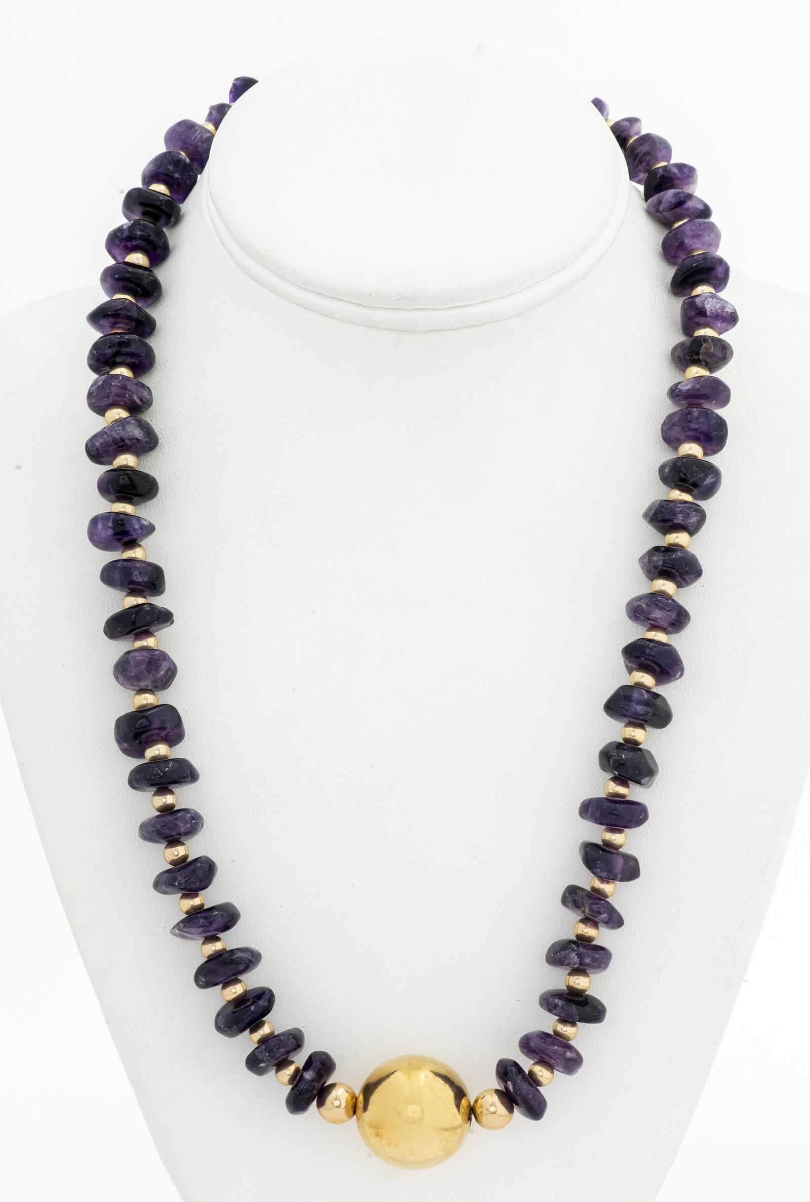 Vintage Gold-Tone Tumbled Amethyst Bead Necklace (1 of 3)