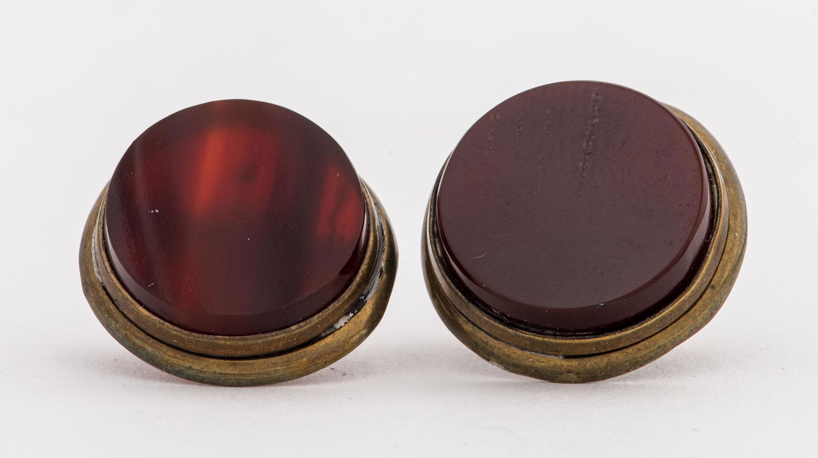 Vintage Carnelian Round Button Stud Post Earrings (1 of 4)