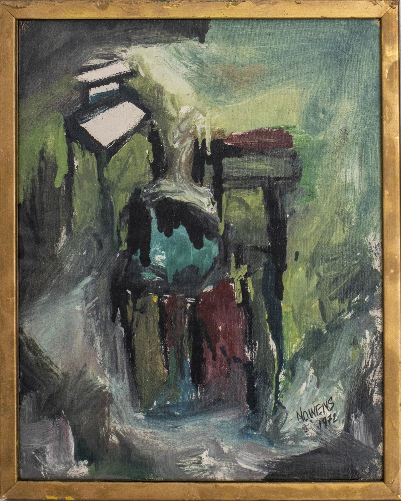 Signed Abstract Composition Oil on Canvas Board (1 of 5)
