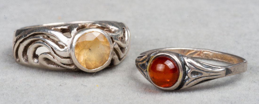 Sterling Silver Citrine & Amber Rings, 2 (1 of 7)